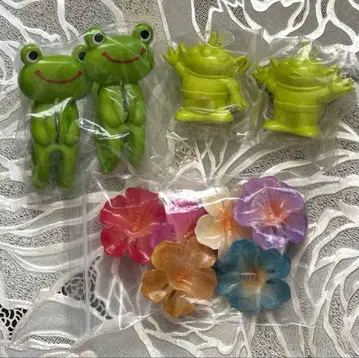리틀 그린멘 개구리 꽃 세탁 집게 클립 세트
