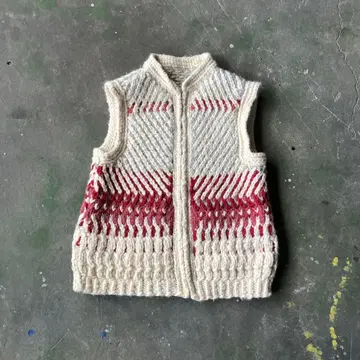 코위찬 니트 베스트 라이트닝 지퍼 60s 70s