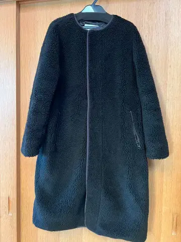 보아 자켓 블랙 롱 기장 사이드 포켓 포함