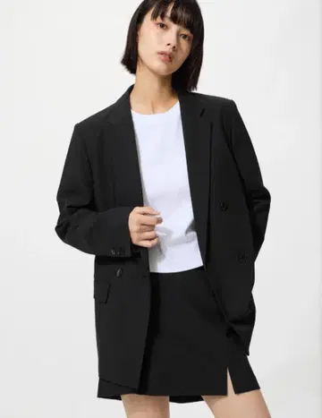 미사용 유니클로 더블 자켓 S 사이즈 블랙