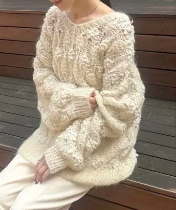 CLANE 클라네 3D 니트 V넥 풀오버 사이즈 1 아이보리