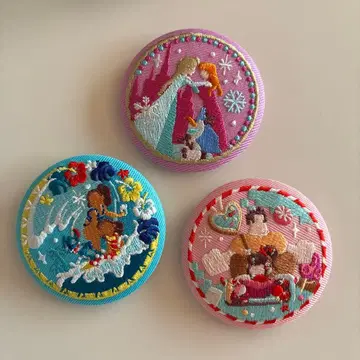 디즈니 자수 캔뱃지 세트 3점