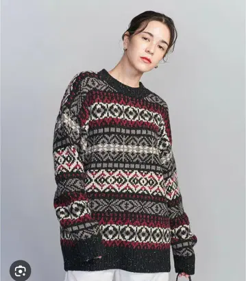 뷰티&유스 노르딕 자카드 니트 풀오버