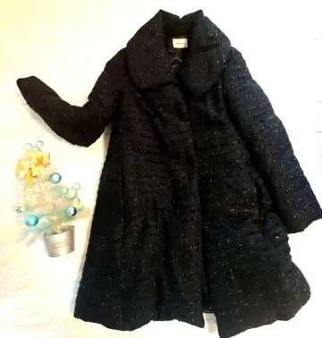 라메 믹스 다운 코트 블랙 컨디션 최상 귀여운 저스길리티 좋아하시는 분