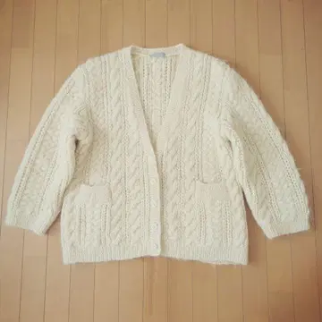쇼와 레트로 레나운 케이블 니트 가디건