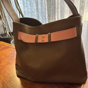 이안 로브 후드티 토프 x 코랄 핑크 가죽 숄더백