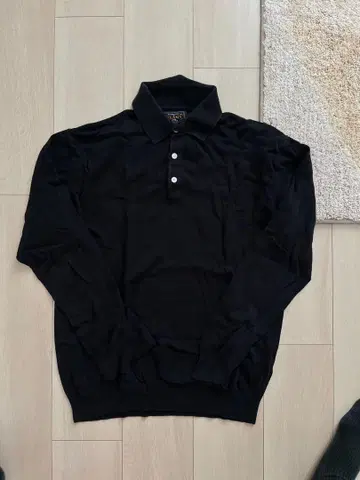 BEAMS 블랙 니트 피케 셔츠