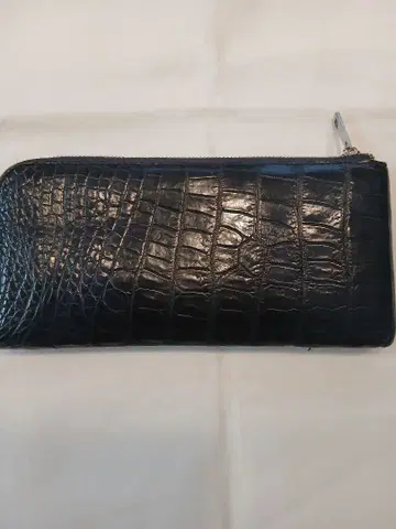 다크 네이비 크로커다일 L자 장지갑