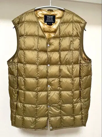 [ 고품질 ] TAION 퀼팅 다운 베스트 L 카멜