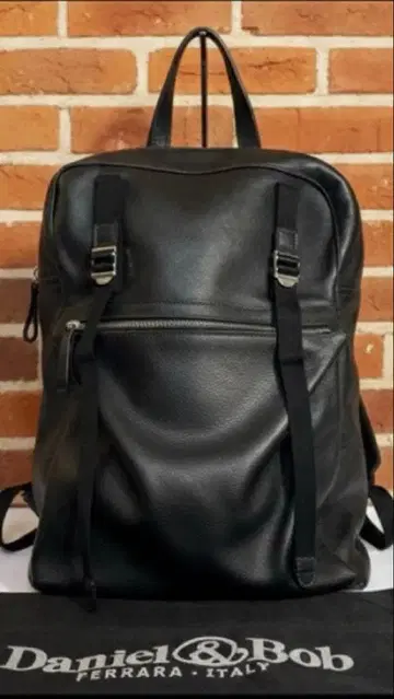 다니엘 & 밥 올 가죽 백팩 블랙