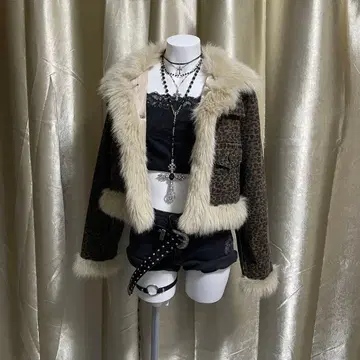 퍼 재킷 레오파드 무늬 y2k 헤이세이 갸루