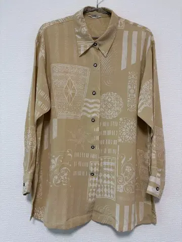 FEDERICO 기하학 패턴 긴팔 셔츠 베이지