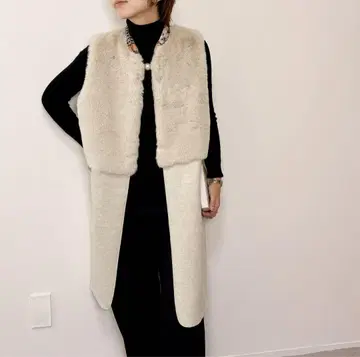 에코 퍼 절개 롱 베스트 고급스러움 프리 사이즈