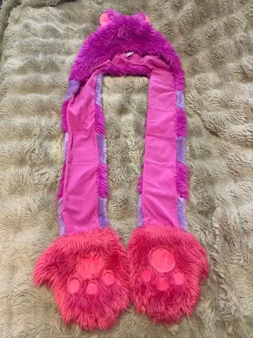 체셔 고양이 장갑 머플러형 모자