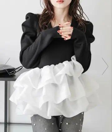 새상품/미사용 라쿠텐 즉시 완판/인기 프릴 긴팔 상의 블랙