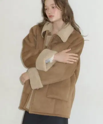 giunon 조절 슬리브 무스탕 코트