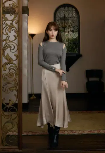 Asymmetry Hem Satin Skirt