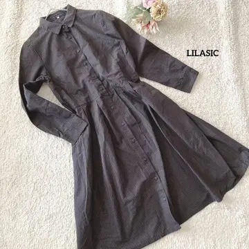 릴라식 LILASIC 셔츠 원피스 M 다크 브라운 스트라이프