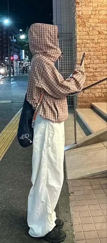 체크 아노락 후드티 wish for ever