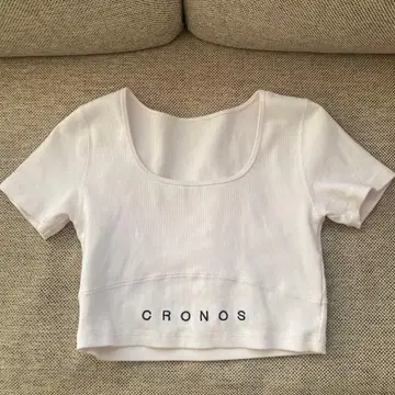 CRONOS 화이트 숏 기장 T셔츠