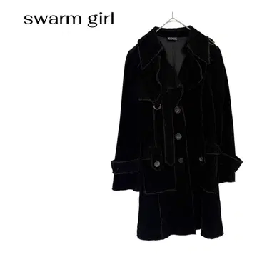 swarm girl 코듀로이 롱 아우터 코트 헤이세이 레트로 갸루