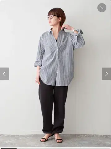 Spick & Span 50 코튼 오버 셔츠 네이비 베이스