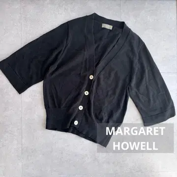 MARGARET HOWELL 5부 소매 가디건 코튼 블랙