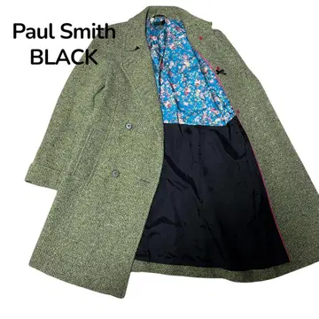 새상품급 폴스미스 블랙 롱 코트 트위드 그린 더블