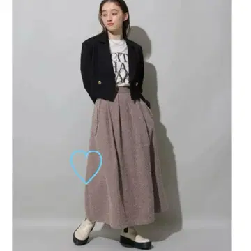 [택 포함 새상품] Rirandture 도트 루프 미디 스커트 모카