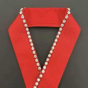 후리소데용 겹카라 빨간색 큐빅 장식