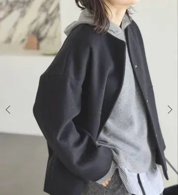 슈퍼 140 비버 노카라 숏코트 블랙