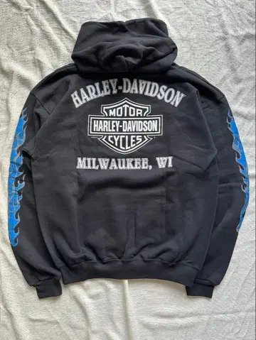 데드 90s 할리데이비슨 블루 플레임 후드티
