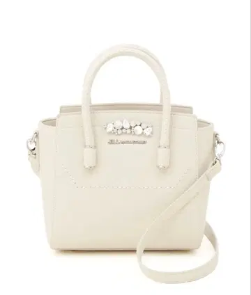 비쥬 장식 화이트 핸드백