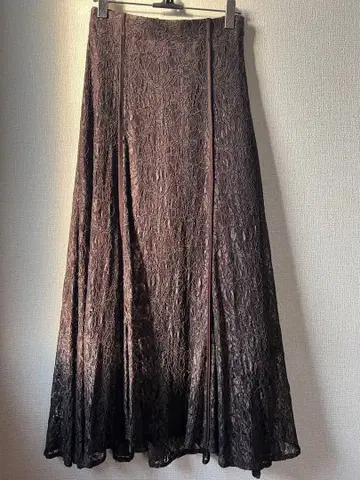 anuans 코드 레이스 파이핑 플레어 스커트