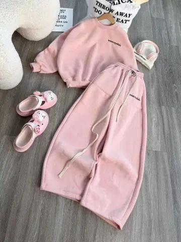 핑크 맨투맨 셋업 따뜻한 세트