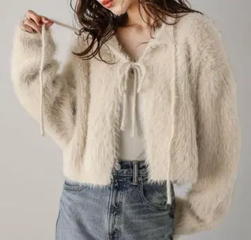 AMELY 2way 리본 니트 가디건 아이보리