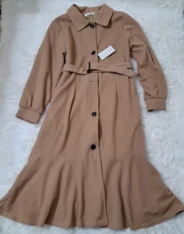 Hudson Honey 베이지 롱 코트 머메이드 코트 미사용 새상품