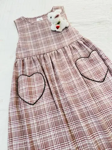 메리제니 원피스 와펜 하트 체크 더블리에