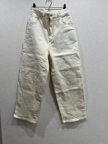 SOMETHING 화이트 데님 와이드 팬츠