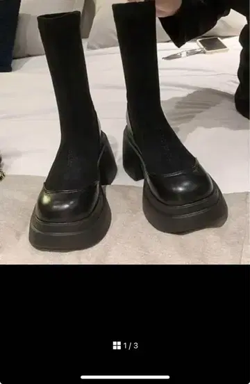 통굽 부츠 블랙