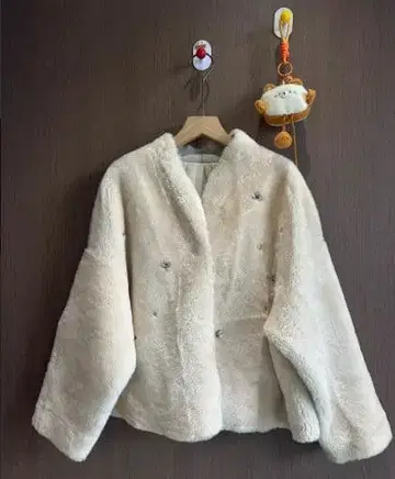 아이보리 보아 자켓