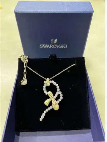 스와로브스키 목걸이 리본 골드