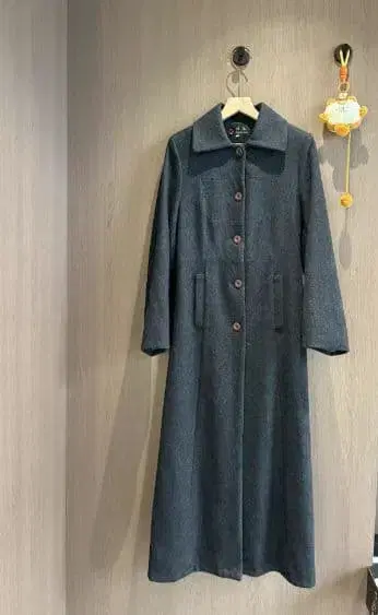 다크 그레이 롱 코트 허리 벨트 포함