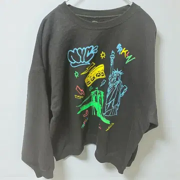 SCW 맨투맨 블랙 프린트 트레이닝복 XL