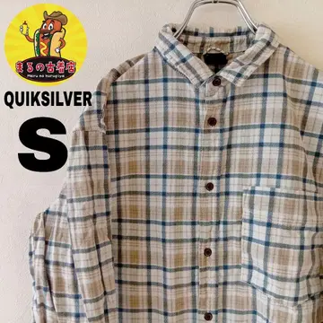 USA 구제 의류 QUIKSILVER 플란넬 셔츠 S 블루 베이지 체크