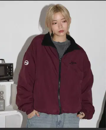 나일론 플리스 리버서블 드로 코드 숏 블루종 트랙 자켓