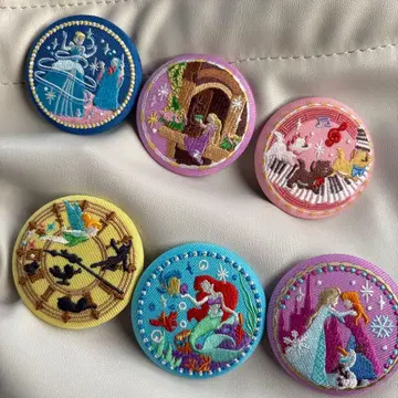 디즈니 자수 캔 배지 6개 세트