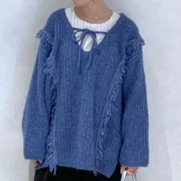 [ 앞뒤 착용 가능 ] 2WAY 프린지 멜란지 LS