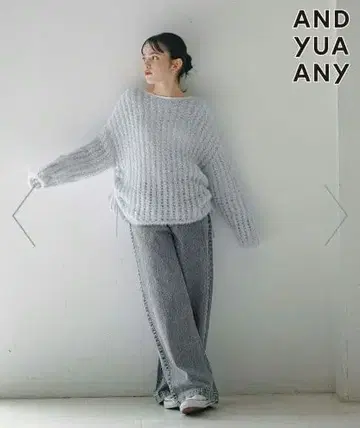 2SET 리본 니트 AND YUA ANY 글로벌 워크 블루