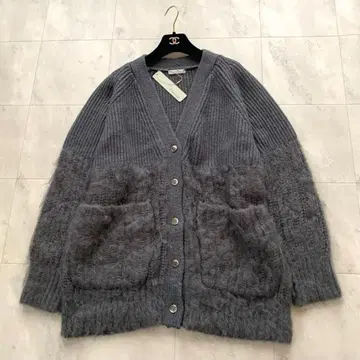 새상품급 2021AW 하벨 스튜디오 모헤어 실크 퍼 가디건 M